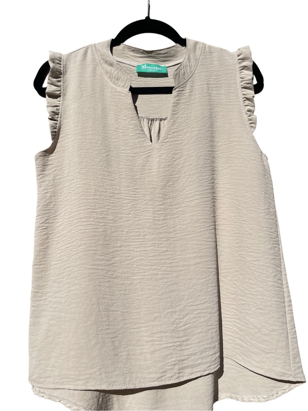 Monisqui Size M Textured Sleeveless Mandarin Collar Top Made in Italy - Picture 5 of 9